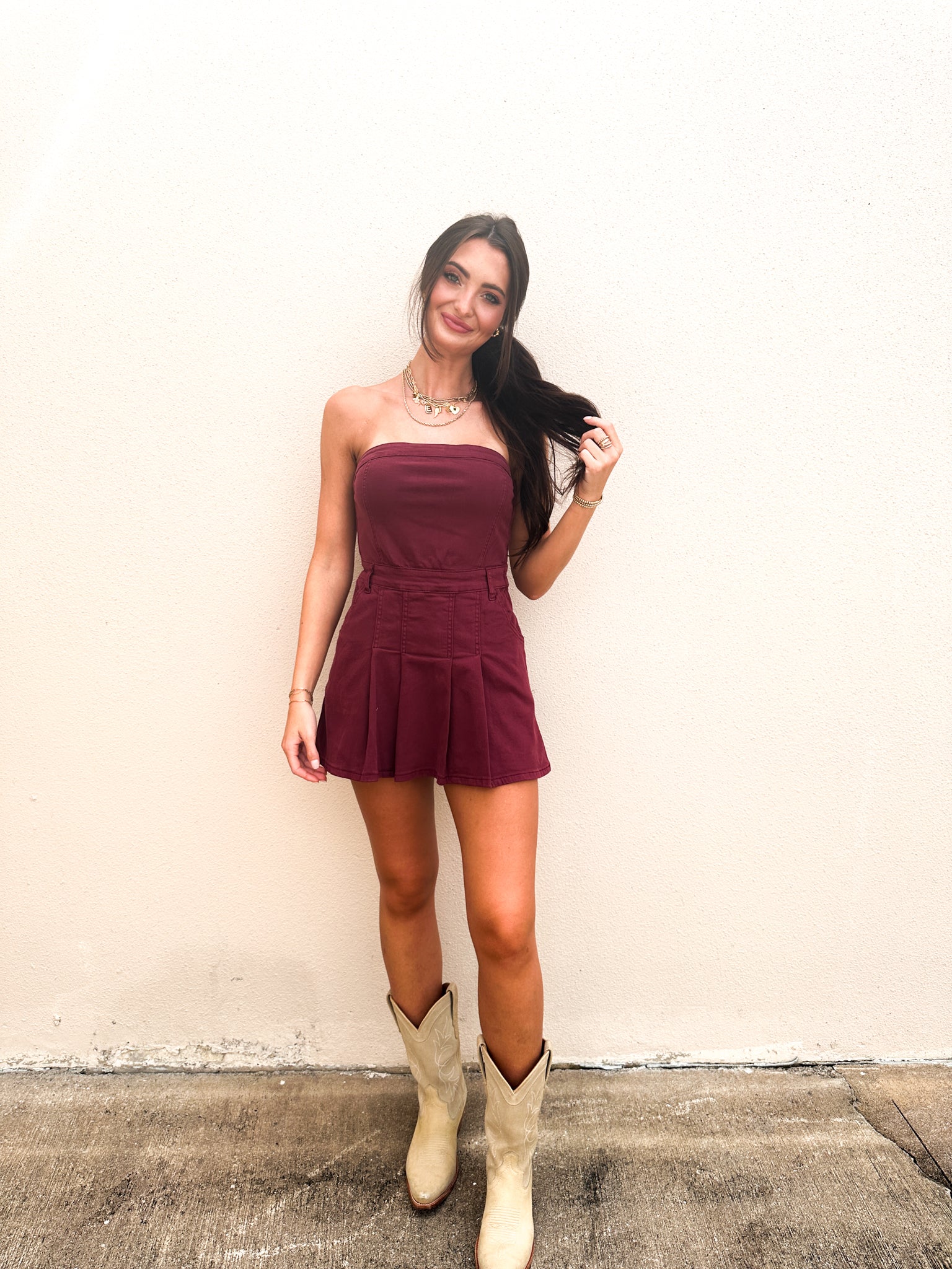 STRAPLESS DENIM ROMPER