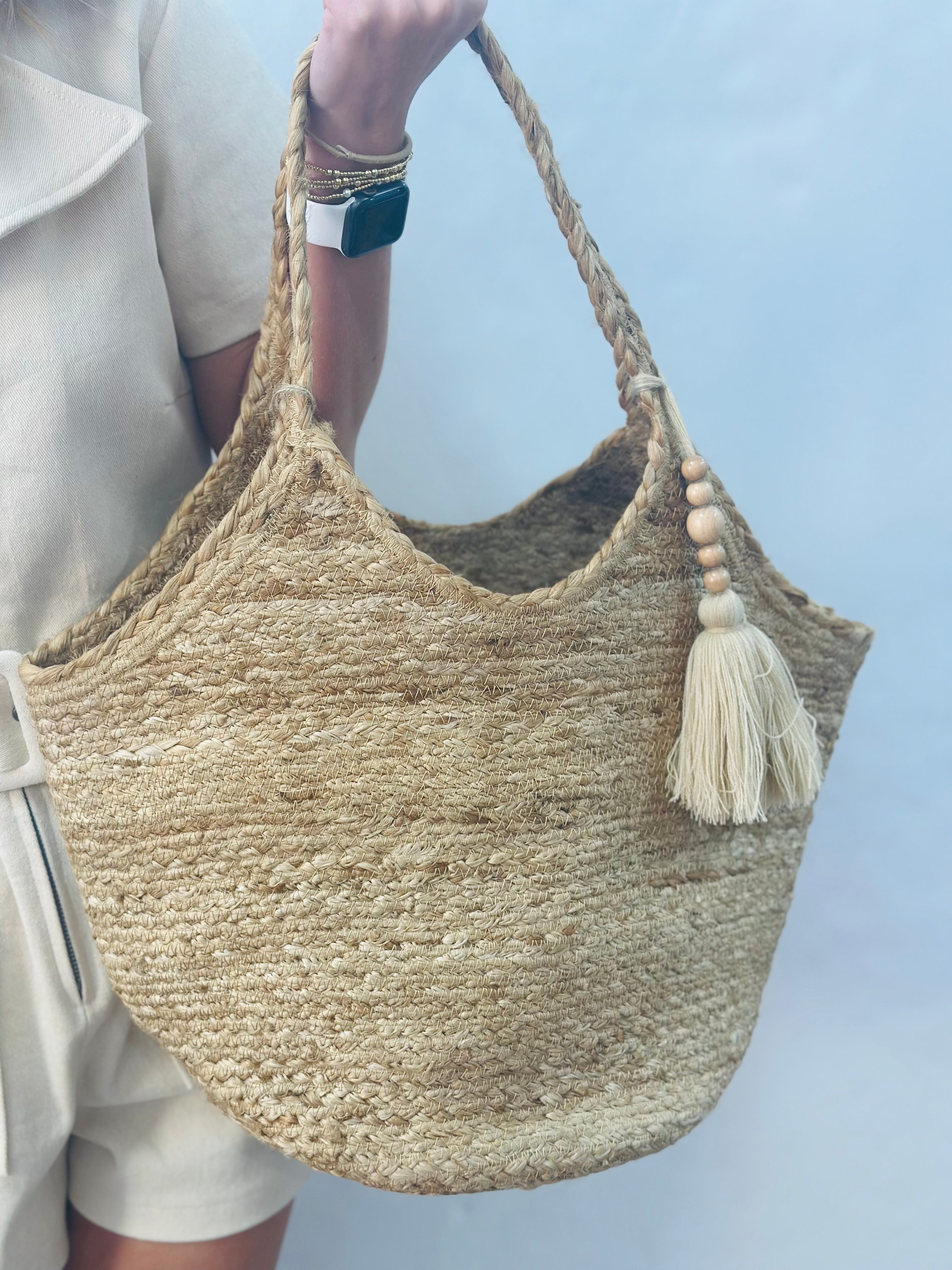 NATURAL LG LORELEI JUTE HOBO