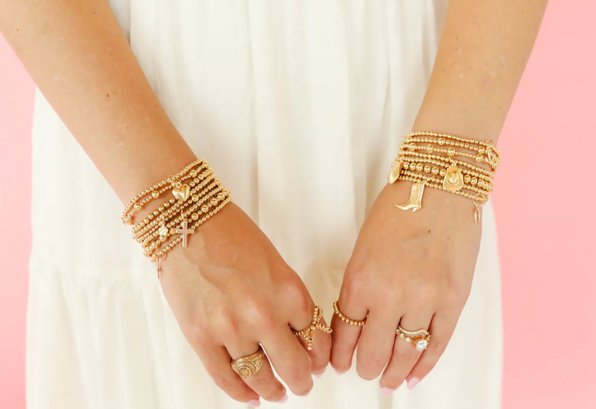 GOLD CROSS BEADED BRACELET