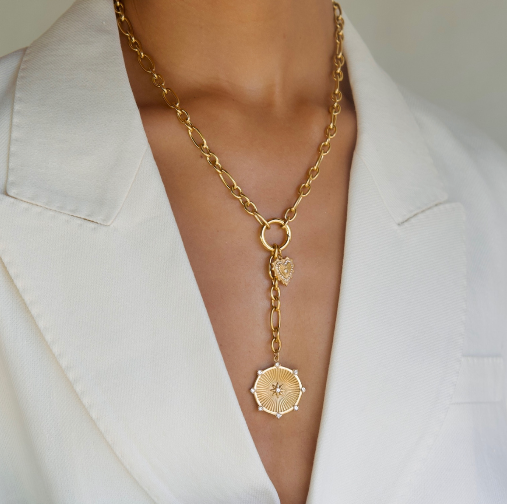 LINDEN TOGGLE MEDALLION LARIAT NECKLACE