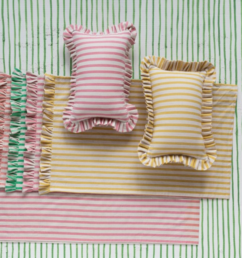 STRIPED RUFFLE PILLOW