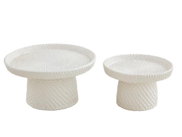 LARGE WOVEN STONEWARE PEDESTAL SERVER