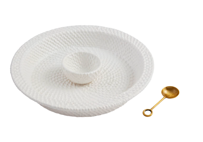 WOVEN STONEWARE CHIP & DIP SERVER SET