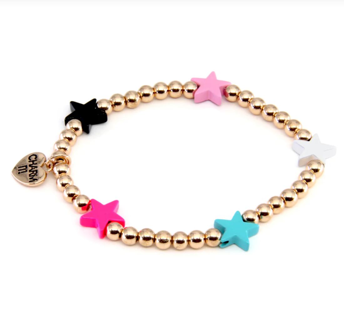 GOLD BEAD MULTI STAR STRETCH BRACELET