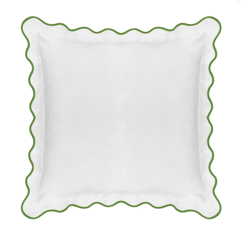 SCALLOPED EURO SHAM | GREEN & WHITE
