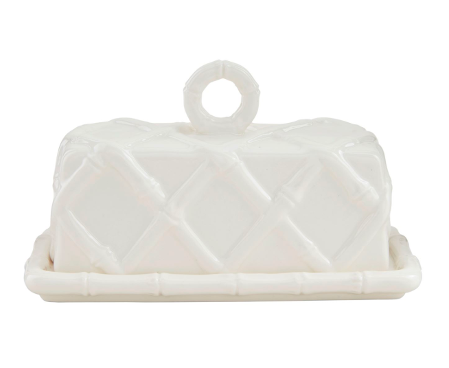 WHITE BAMBOO BUTTER DISH