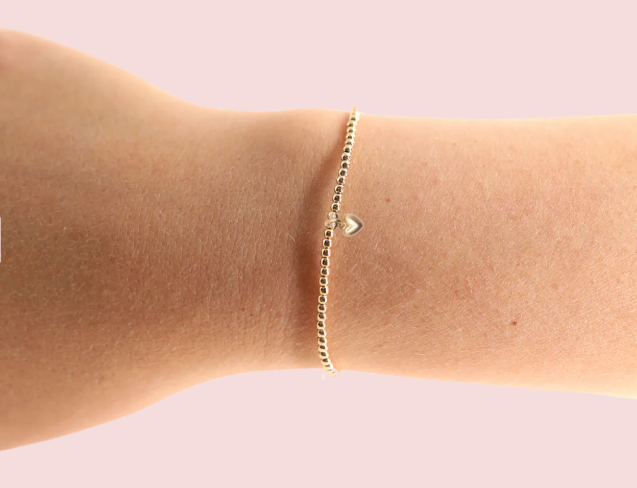 GOLD HEART BEADED BRACELET