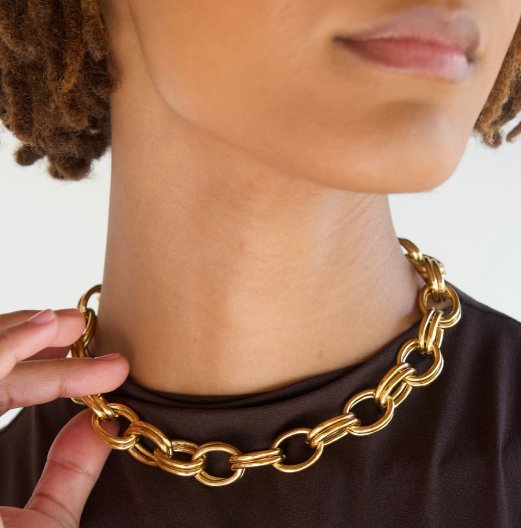 LOUELLA CHUNKY DOUBLE CHAIN NECKLACE