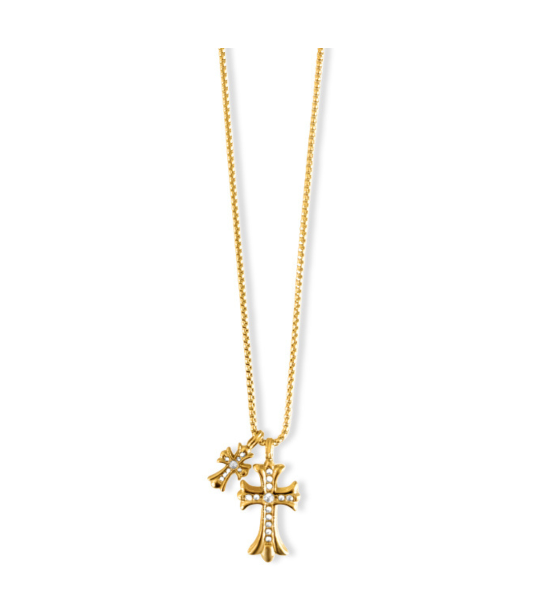 LAZARA DOUBLE CROSS PENDANT NECKLACE