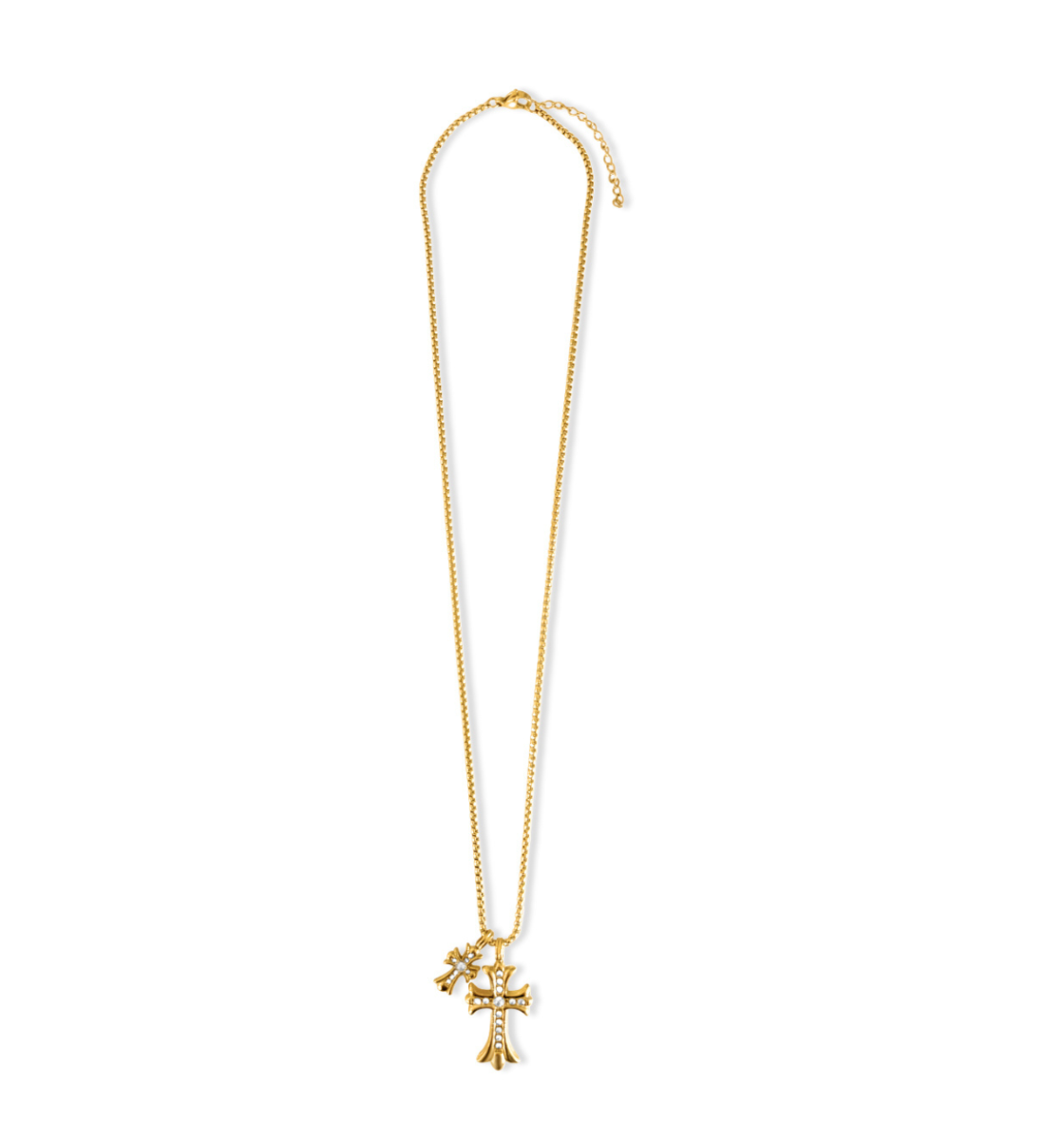 LAZARA DOUBLE CROSS PENDANT NECKLACE