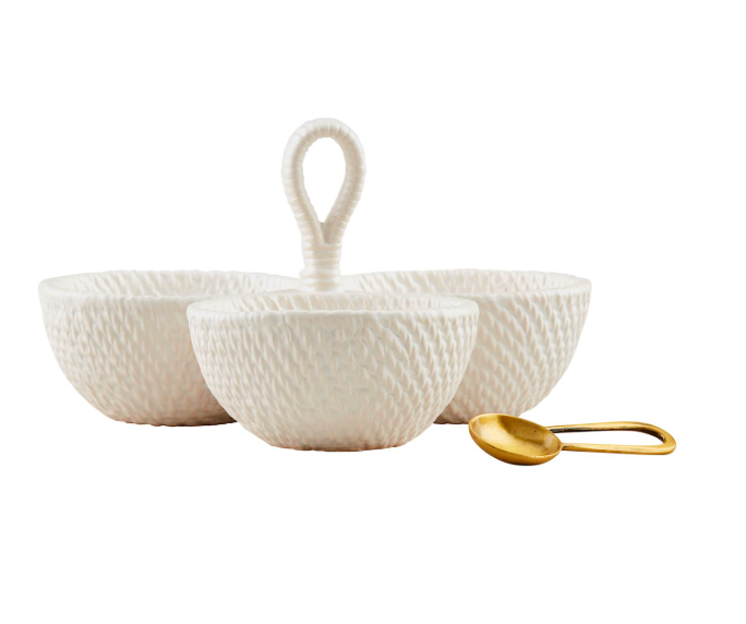 WOVEN STONEWARE TRIPLE TIDBIT SET
