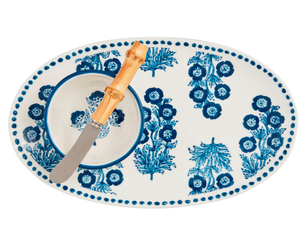 BLOCK PRINT TRAY & TIDBIT SET