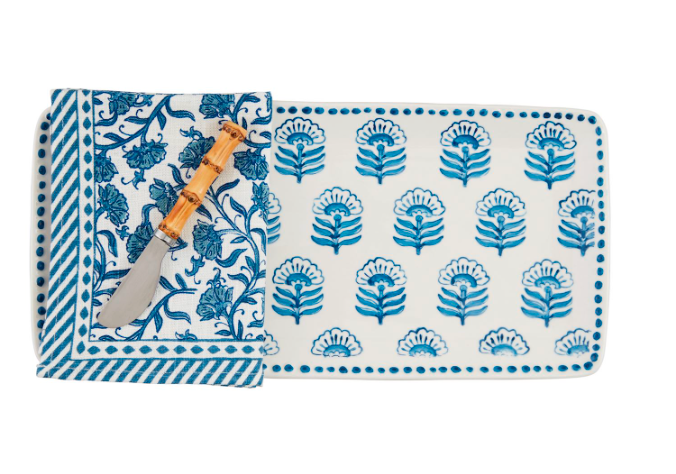 BLOCK PRINT TRAY & TOWEL SET