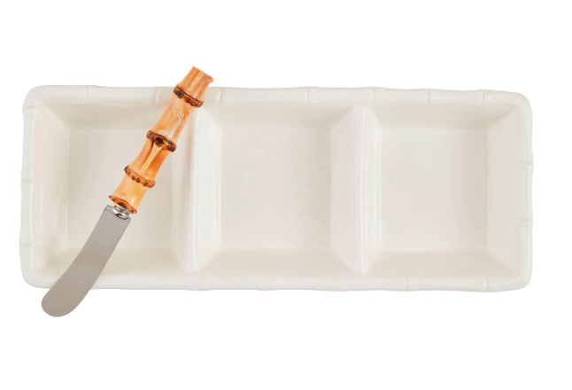 WHITE BAMBOO TRIPLE TIDBIT SET