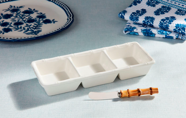 WHITE BAMBOO TRIPLE TIDBIT SET