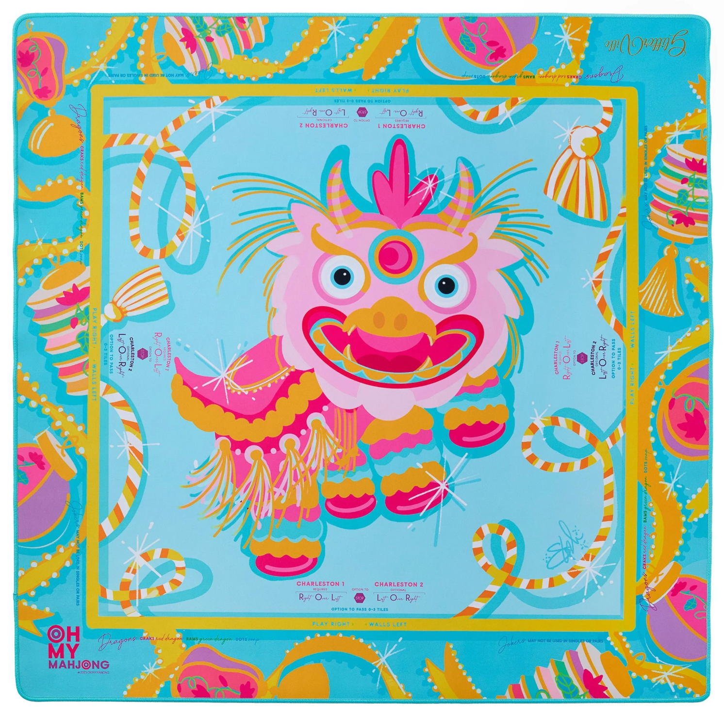 GLITTERVILLE PINK DRAGON MAHJONG MAT