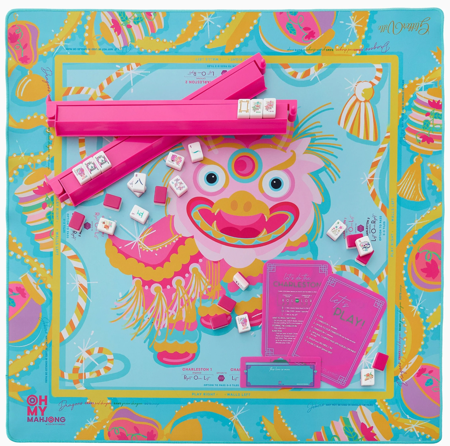 GLITTERVILLE PINK DRAGON MAHJONG MAT