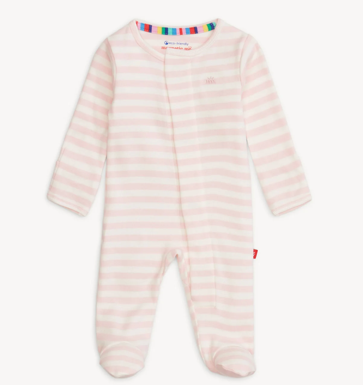 PINK STRIPE ORGANIC COTTON FOOTIE